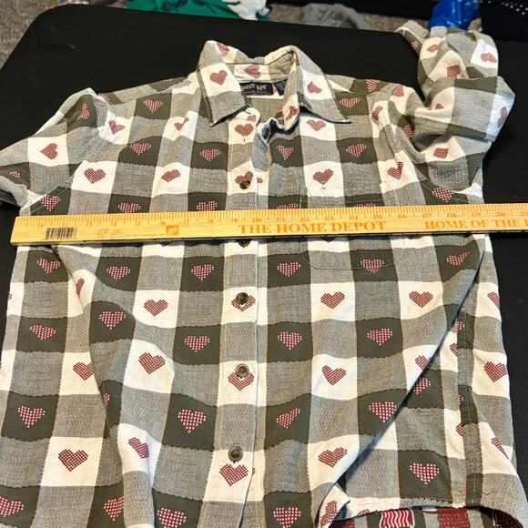 Krazy Kat Essential Shirts Heart Print Button Down Top Women’s S Vintage 90s - Picture 4 of 5